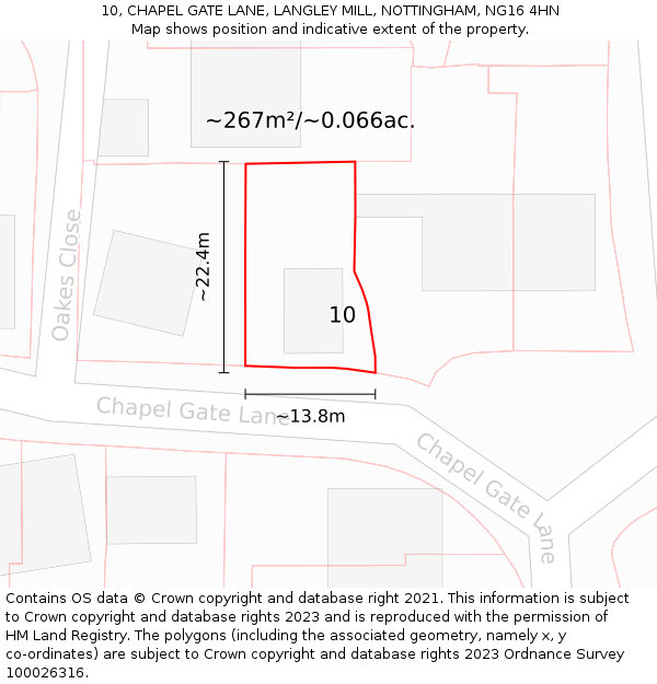 10, CHAPEL GATE LANE, LANGLEY MILL, NOTTINGHAM, NG16 4HN: Plot and title map