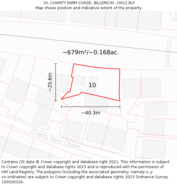 10, CHARITY FARM CHASE, BILLERICAY, CM12 9LF: Plot and title map