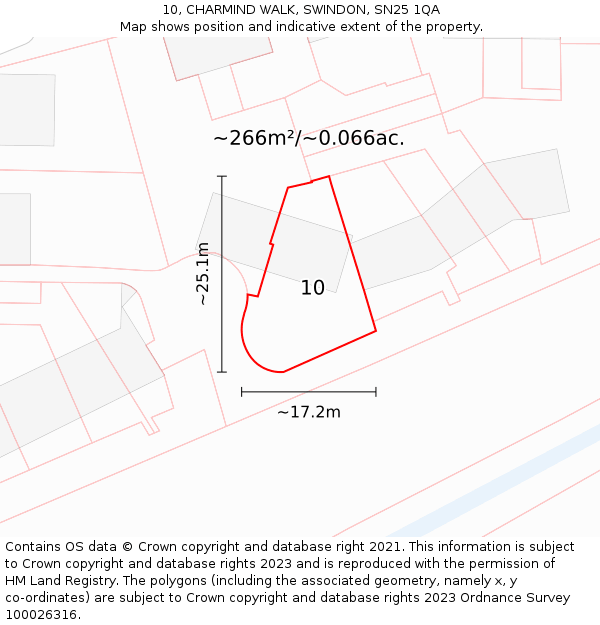 10, CHARMIND WALK, SWINDON, SN25 1QA: Plot and title map