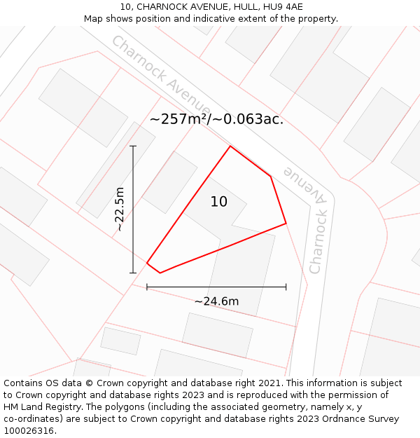 10, CHARNOCK AVENUE, HULL, HU9 4AE: Plot and title map