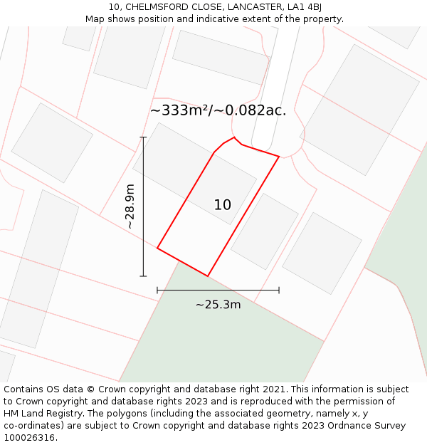 10, CHELMSFORD CLOSE, LANCASTER, LA1 4BJ: Plot and title map