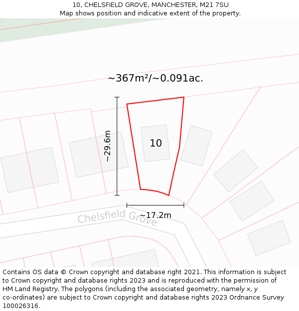 10, CHELSFIELD GROVE, MANCHESTER, M21 7SU: Plot and title map