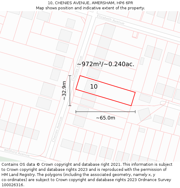 10, CHENIES AVENUE, AMERSHAM, HP6 6PR: Plot and title map