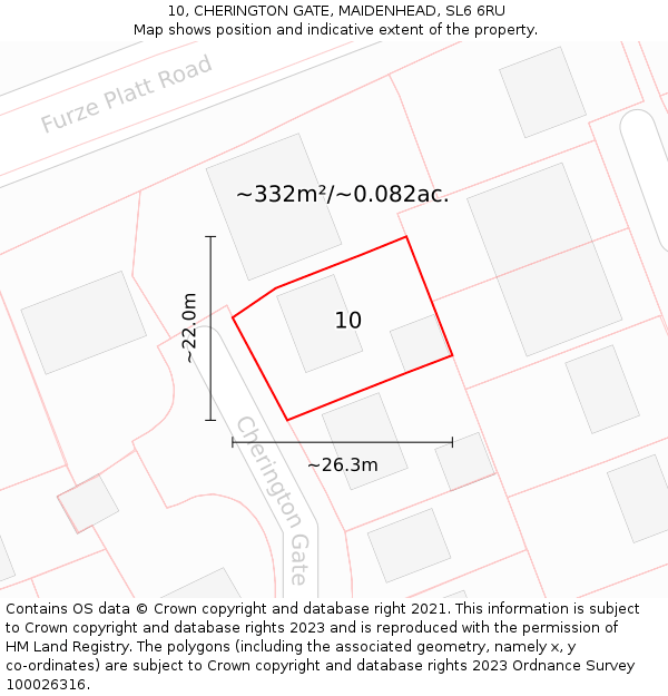 10, CHERINGTON GATE, MAIDENHEAD, SL6 6RU: Plot and title map