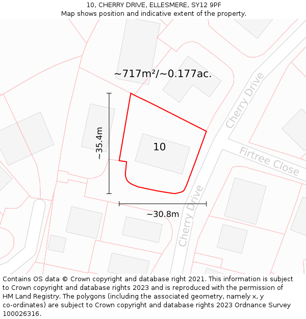 10, CHERRY DRIVE, ELLESMERE, SY12 9PF: Plot and title map