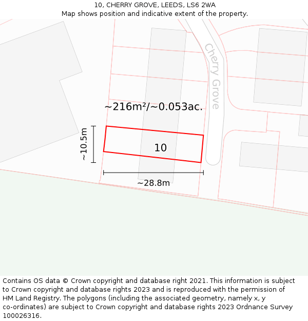10, CHERRY GROVE, LEEDS, LS6 2WA: Plot and title map