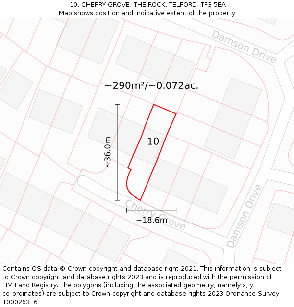 10, CHERRY GROVE, THE ROCK, TELFORD, TF3 5EA: Plot and title map