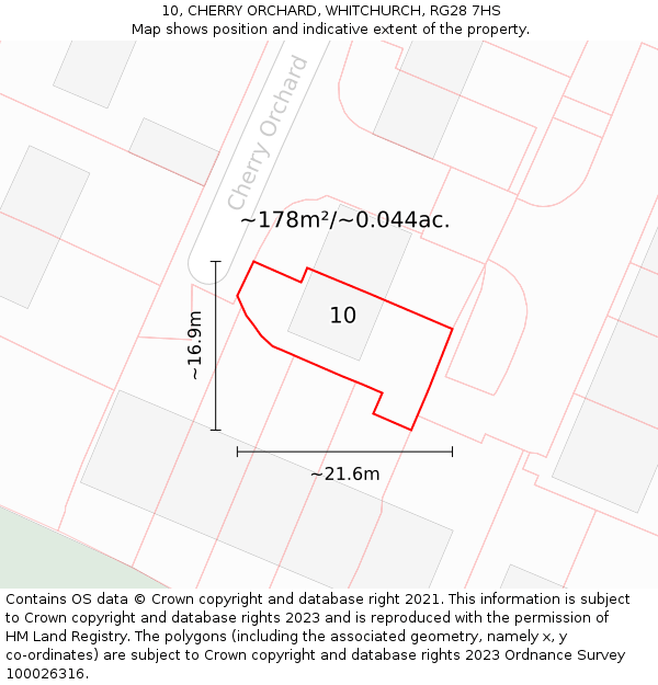 10, CHERRY ORCHARD, WHITCHURCH, RG28 7HS: Plot and title map