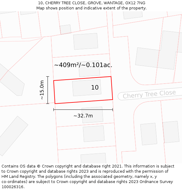 10, CHERRY TREE CLOSE, GROVE, WANTAGE, OX12 7NG: Plot and title map