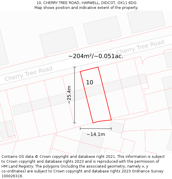 10, CHERRY TREE ROAD, HARWELL, DIDCOT, OX11 6DG: Plot and title map