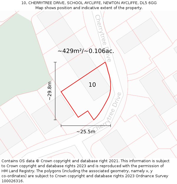 10, CHERRYTREE DRIVE, SCHOOL AYCLIFFE, NEWTON AYCLIFFE, DL5 6GG: Plot and title map