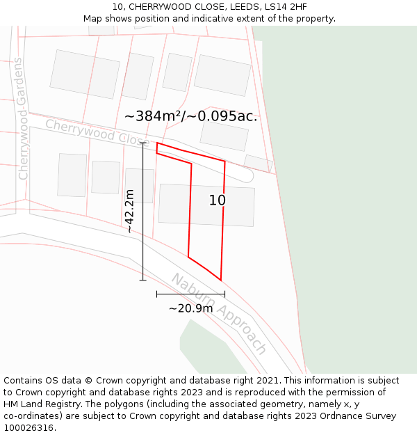 10, CHERRYWOOD CLOSE, LEEDS, LS14 2HF: Plot and title map