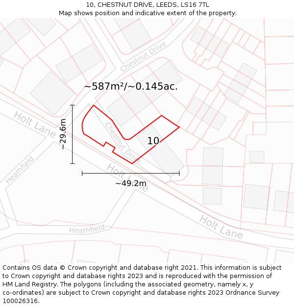 10, CHESTNUT DRIVE, LEEDS, LS16 7TL: Plot and title map