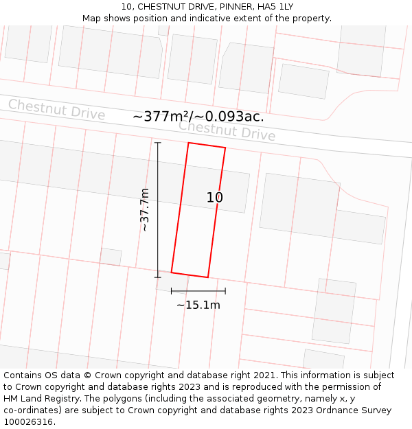 10, CHESTNUT DRIVE, PINNER, HA5 1LY: Plot and title map