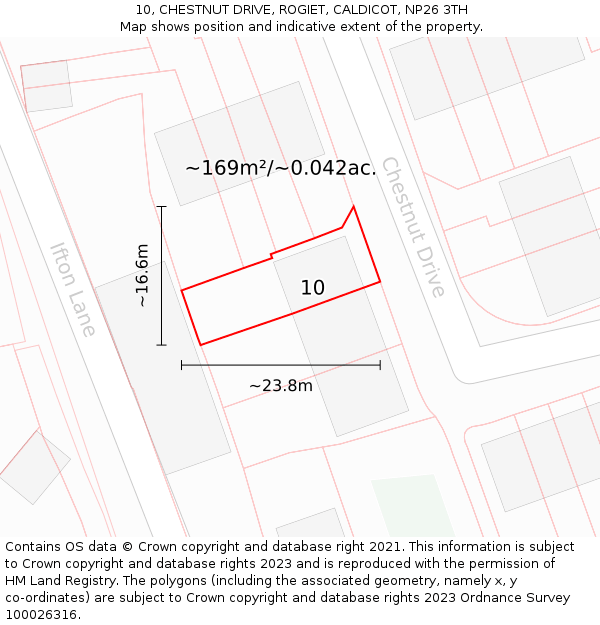10, CHESTNUT DRIVE, ROGIET, CALDICOT, NP26 3TH: Plot and title map