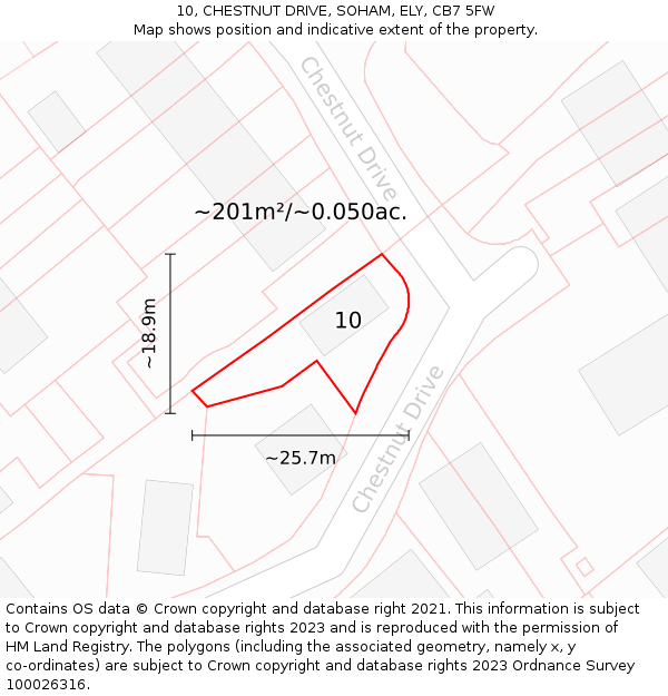 10, CHESTNUT DRIVE, SOHAM, ELY, CB7 5FW: Plot and title map