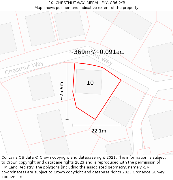 10, CHESTNUT WAY, MEPAL, ELY, CB6 2YR: Plot and title map