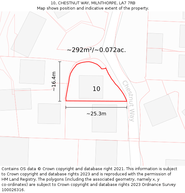 10, CHESTNUT WAY, MILNTHORPE, LA7 7RB: Plot and title map