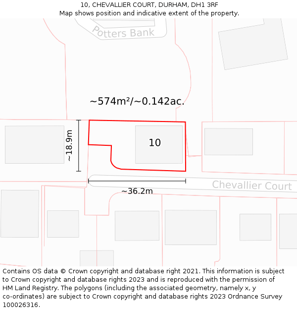 10, CHEVALLIER COURT, DURHAM, DH1 3RF: Plot and title map