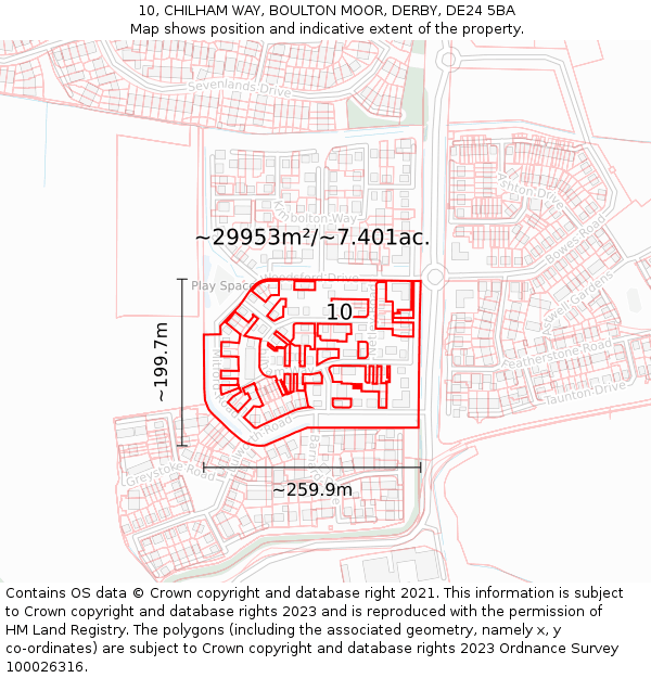 10, CHILHAM WAY, BOULTON MOOR, DERBY, DE24 5BA: Plot and title map