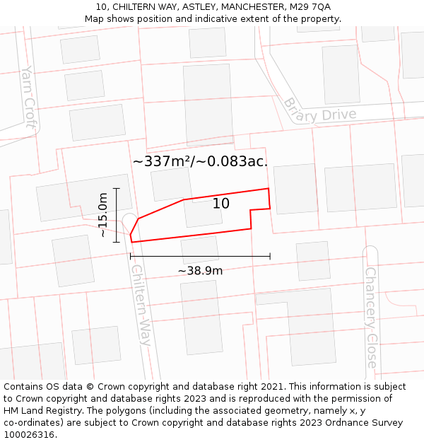10, CHILTERN WAY, ASTLEY, MANCHESTER, M29 7QA: Plot and title map