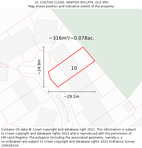 10, CHILTON CLOSE, NEWTON AYCLIFFE, DL5 4RH: Plot and title map