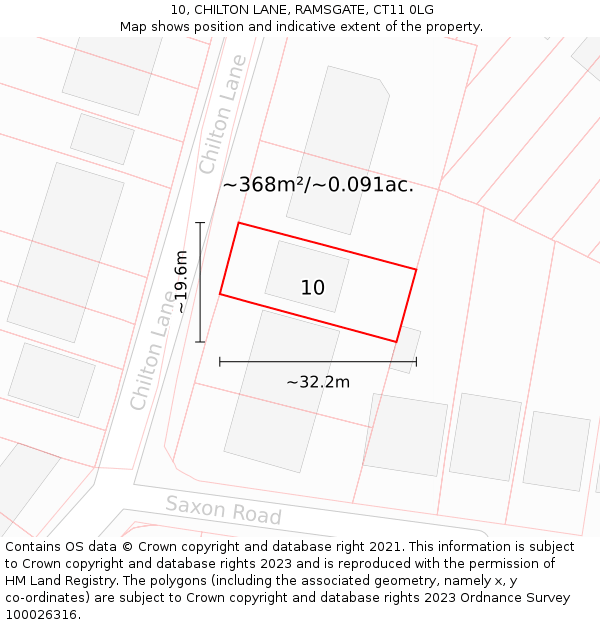 10, CHILTON LANE, RAMSGATE, CT11 0LG: Plot and title map