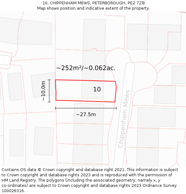 10, CHIPPENHAM MEWS, PETERBOROUGH, PE2 7ZB: Plot and title map