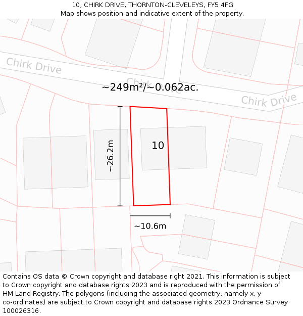 10, CHIRK DRIVE, THORNTON-CLEVELEYS, FY5 4FG: Plot and title map