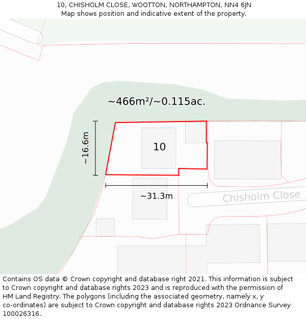 10, CHISHOLM CLOSE, WOOTTON, NORTHAMPTON, NN4 6JN: Plot and title map