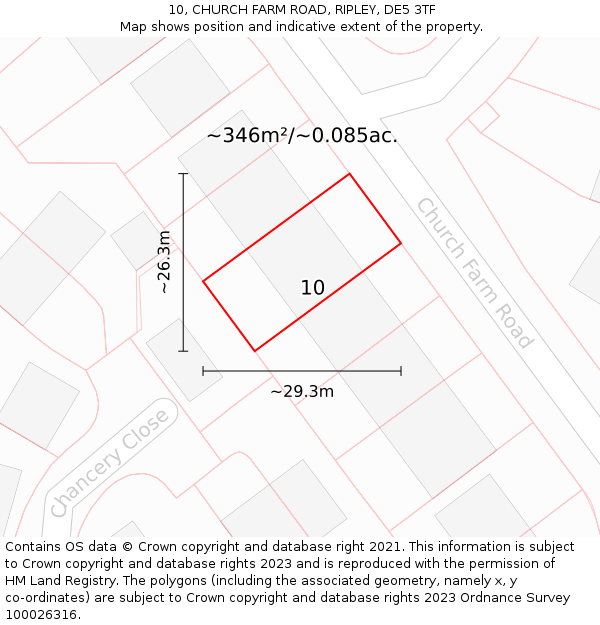 10, CHURCH FARM ROAD, RIPLEY, DE5 3TF: Plot and title map