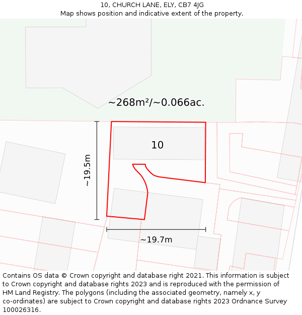 10, CHURCH LANE, ELY, CB7 4JG: Plot and title map