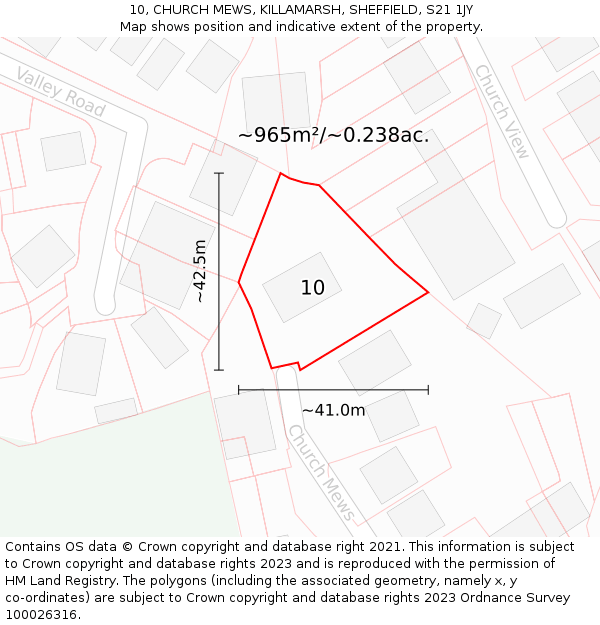 10, CHURCH MEWS, KILLAMARSH, SHEFFIELD, S21 1JY: Plot and title map