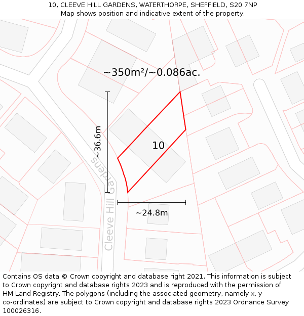 10, CLEEVE HILL GARDENS, WATERTHORPE, SHEFFIELD, S20 7NP: Plot and title map