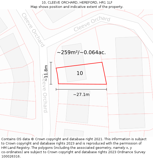 10, CLEEVE ORCHARD, HEREFORD, HR1 1LF: Plot and title map