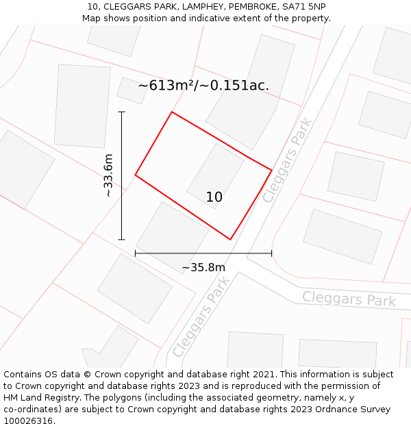 10, CLEGGARS PARK, LAMPHEY, PEMBROKE, SA71 5NP: Plot and title map