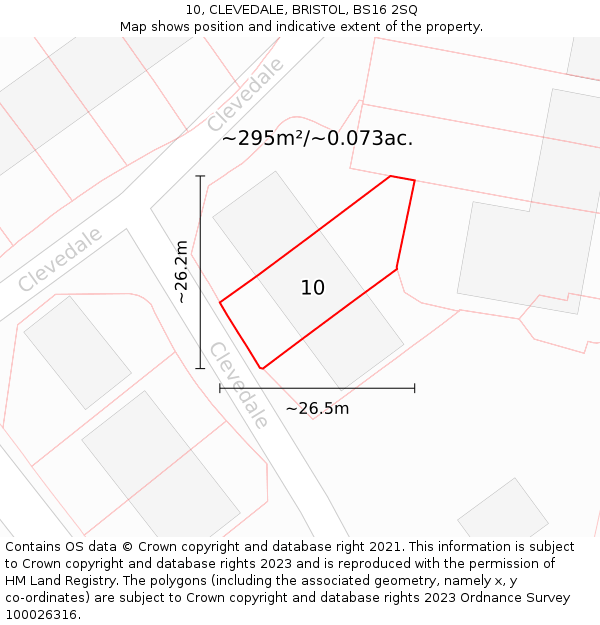 10, CLEVEDALE, BRISTOL, BS16 2SQ: Plot and title map