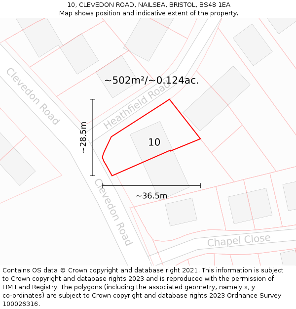 10, CLEVEDON ROAD, NAILSEA, BRISTOL, BS48 1EA: Plot and title map
