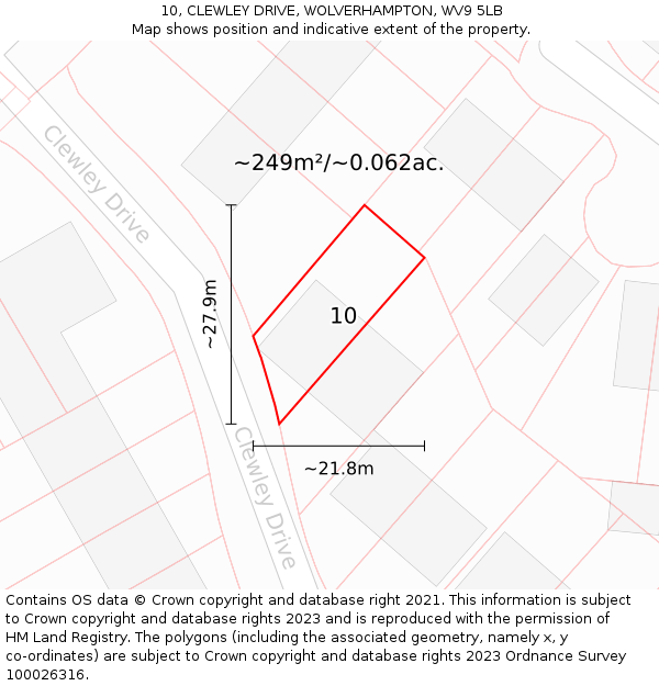 10, CLEWLEY DRIVE, WOLVERHAMPTON, WV9 5LB: Plot and title map