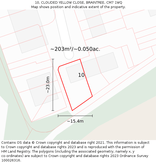 10, CLOUDED YELLOW CLOSE, BRAINTREE, CM7 1WQ: Plot and title map