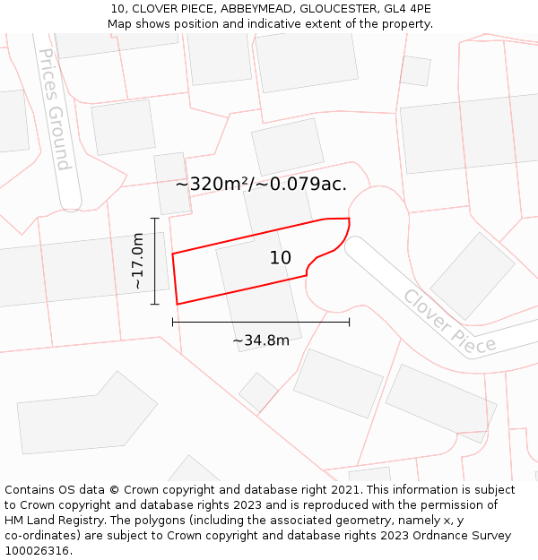 10, CLOVER PIECE, ABBEYMEAD, GLOUCESTER, GL4 4PE: Plot and title map