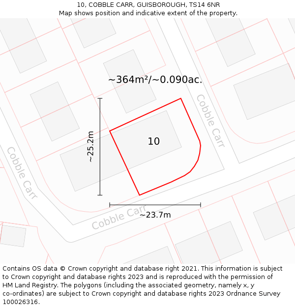 10, COBBLE CARR, GUISBOROUGH, TS14 6NR: Plot and title map