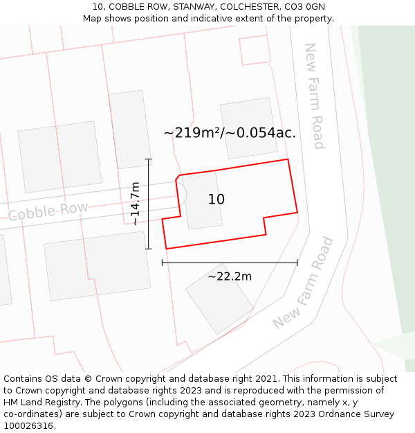 10, COBBLE ROW, STANWAY, COLCHESTER, CO3 0GN: Plot and title map