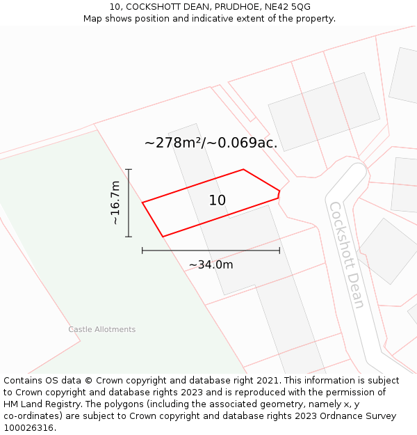 10, COCKSHOTT DEAN, PRUDHOE, NE42 5QG: Plot and title map