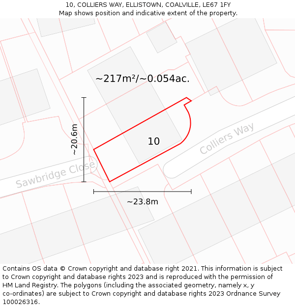 10, COLLIERS WAY, ELLISTOWN, COALVILLE, LE67 1FY: Plot and title map