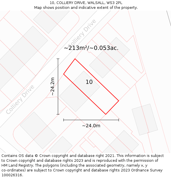 10, COLLIERY DRIVE, WALSALL, WS3 2PL: Plot and title map