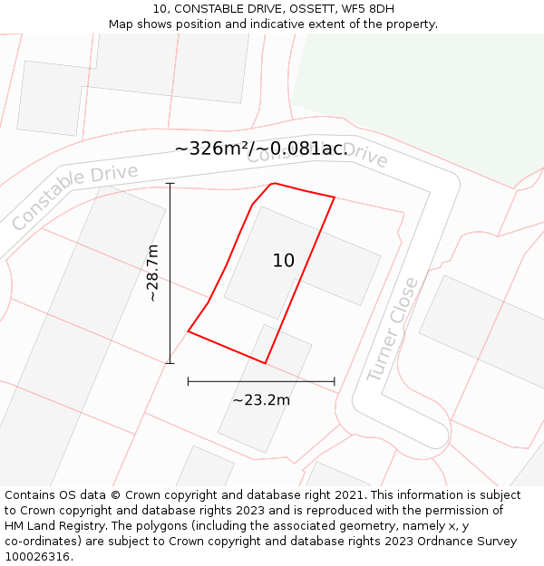 10, CONSTABLE DRIVE, OSSETT, WF5 8DH: Plot and title map