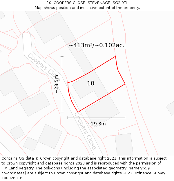 10, COOPERS CLOSE, STEVENAGE, SG2 9TL: Plot and title map