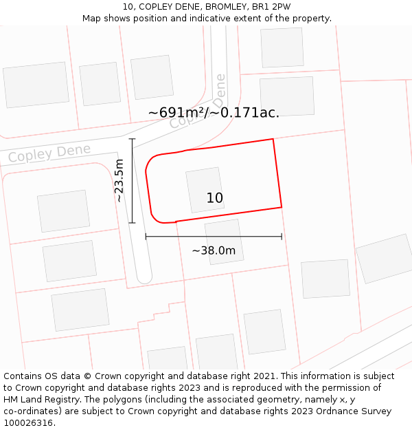 10, COPLEY DENE, BROMLEY, BR1 2PW: Plot and title map