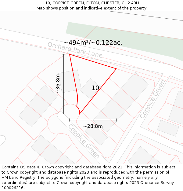 10, COPPICE GREEN, ELTON, CHESTER, CH2 4RH: Plot and title map